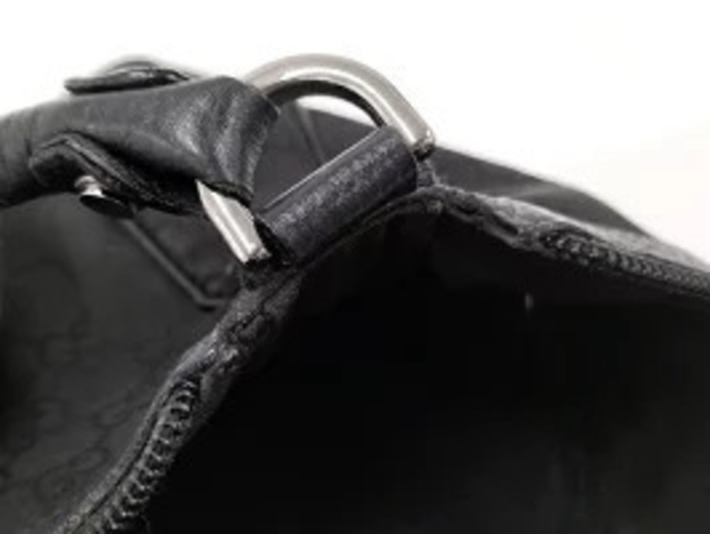 Gucci black canvas leather shoulder bag top zipper front flap Black - Picture 7 of 9